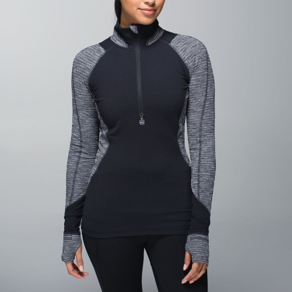 Women’s Black and Heather Gray Half-Zip Active Top